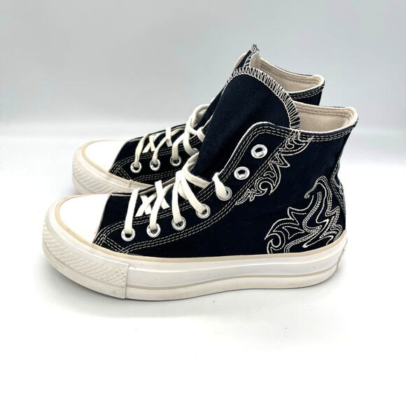 Converse Chuck Taylor All Star Lift High Western Embroidery Platform Shoes 5.5 - Picture 2 of 10